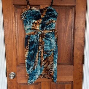 Stylish Strapless Animal Print Dress